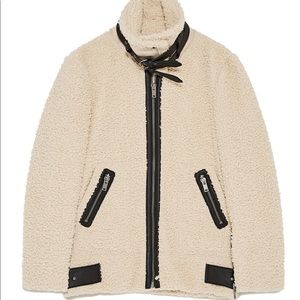 Zara Teddy Bear Faux Shearling Moto Jacket